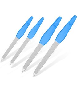 Igoods Nagelvijlen Set - 4-delige Set - Verschillende Maten - RVS - 7 - 8 - 8,5 - 10,5 cm Vijllengte - Blauw
