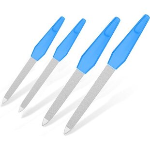 Igoods Nagelvijlen Set - 4-delige Set - Verschillende Maten - RVS - 7 - 8 - 8,5 - 10,5 cm Vijllengte - Blauw