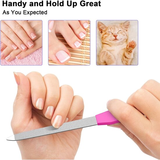 Igoods Igoods Nagelvijlen Set - 4-delige Set - Verschillende Maten - RVS - 7 - 8 - 8,5 - 10,5 cm Vijllengte - Blauw