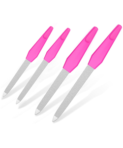 Igoods Nagelvijlen Set - 4-delige Set - Verschillende Maten - RVS - 7 - 8 - 8,5 - 10,5 cm Vijllengte - Roze