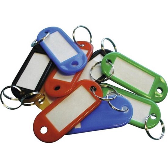 Igoods Igoods Sleutelhangers - Sleutellabels - Plastic Sleutelhangerset - Sleutelhangers met Etiket - 4 Kleuren - Rood/Groen/Blauw/Oranje - 8 Stuks