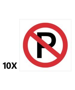 Igoods Niet Parkeren Bordje - Verboden te Parkeren Sticker - Vierkant - 20x20cm - Rood/Wit - 10 Stuks