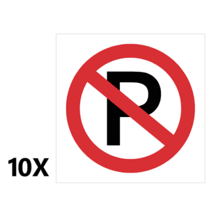 Igoods Niet Parkeren Bordje - Verboden te Parkeren Sticker - Vierkant - 20x20cm - Rood/Wit - 10 Stuks