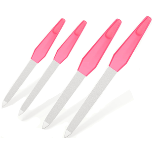 Igoods Nagelvijlen Set - 4-delige Set - Verschillende Maten - RVS - 7 - 8 - 8,5 - 10,5 cm Vijllengte - Lichtroze