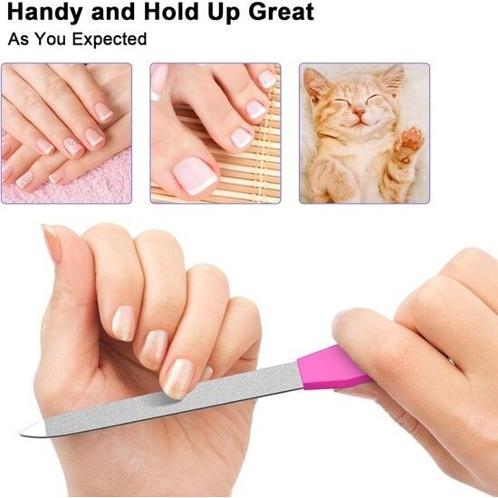 Igoods Igoods Nagelvijlen Set - 4-delige Set - Verschillende Maten - RVS - 7 - 8 - 8,5 - 10,5 cm Vijllengte - Lichtroze