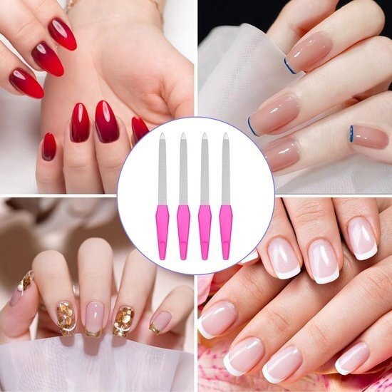 Igoods Igoods Nagelvijlen Set - 4-delige Set - Verschillende Maten - RVS - 7 - 8 - 8,5 - 10,5 cm Vijllengte - Wit