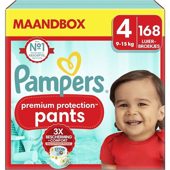 Pampers Pampers Premium Protection Pants - Maat 4 - 168 Luierbroekjes
