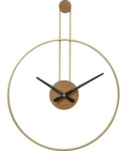 LW Collection Wandklok goud Fargo 55cm - grote industriële gouden wandklok - Moderne wandklok goudkleurig industrieel - Stil uurwerk