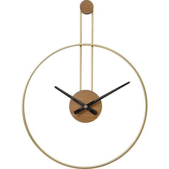 LW collection LW Collection Wandklok goud Fargo 55cm - grote industriële gouden wandklok - Moderne wandklok goudkleurig industrieel - Stil uurwerk