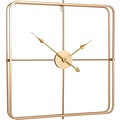 LW collection LW Collection Moderne gouden Klok 80cm - Grote industriële wandklok goud - minimalistische vierkante wandklok industrieel