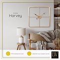 LW collection LW Collection Moderne gouden Klok 80cm - Grote industriële wandklok goud - minimalistische vierkante wandklok industrieel