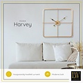 LW collection LW Collection Moderne gouden Klok 80cm - Grote industriële wandklok goud - minimalistische vierkante wandklok industrieel