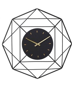 LW Collection wandklok Benjamin zwart 60cm - Industriële klok metaal stil uurwerk - Grote moderne zwarte wandklok - Industrieel