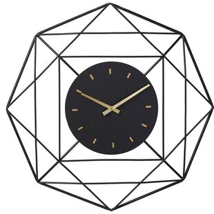 LW Collection wandklok Benjamin zwart 60cm - Industriële klok metaal stil uurwerk - Grote moderne zwarte wandklok - Industrieel