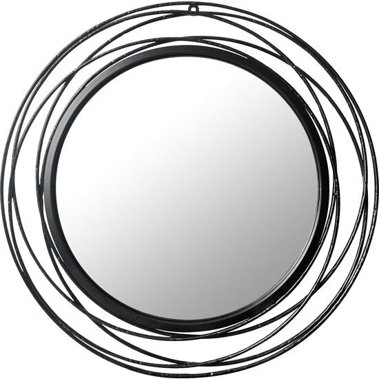 LW collection LW Collection wandspiegel zwart rond 60x60 cm metaal - grote spiegel muur - industrieel - woonkamer gang - badkamerspiegel - muurspiegel slaapkamer zwarte rand - hangspiegel met luxe design