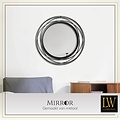 LW collection LW Collection wandspiegel zwart rond 60x60 cm metaal - grote spiegel muur - industrieel - woonkamer gang - badkamerspiegel - muurspiegel slaapkamer zwarte rand - hangspiegel met luxe design