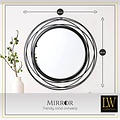 LW collection LW Collection wandspiegel zwart rond 60x60 cm metaal - grote spiegel muur - industrieel - woonkamer gang - badkamerspiegel - muurspiegel slaapkamer zwarte rand - hangspiegel met luxe design