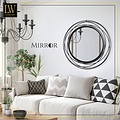 LW collection LW Collection wandspiegel zwart rond 60x60 cm metaal - grote spiegel muur - industrieel - woonkamer gang - badkamerspiegel - muurspiegel slaapkamer zwarte rand - hangspiegel met luxe design