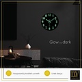 LW collection LW Collection wandklok glow in the dark 30cm - keukenklok bruin - wandklok zichtbaar in donker - klok lichtgevend - stille klok