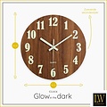 LW collection LW Collection wandklok glow in the dark 30cm - keukenklok bruin - wandklok zichtbaar in donker - klok lichtgevend - stille klok
