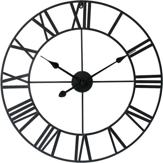 LW collection Stijlvolle LW Collection 40CM Moderne Klok Zwart Rond Metaal griekse cijfers / Moderne Zwarte Klok Griekse Cijfers / Zwarte ronde Klok / Ronde Zwarte Muur Klok / Wandklok Zwart