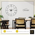 LW collection LW Collection XL grote wandklok zilver 80cm - Moderne zilveren Klok romeinse Cijfers - Zilverkleurige industriële klok - Stil uurwerk industrieel