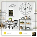 LW collection LW Collection XL grote wandklok zilver 80cm - Moderne zilveren Klok romeinse Cijfers - Zilverkleurige industriële klok - Stil uurwerk industrieel