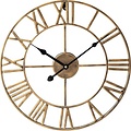 LW collection LW Collection grote wandklok goud 60cm romeinse cijfers - Industrieel Klok Griekse Cijfers - Moderne wandklok - Stil uurwerk