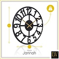 LW collection LW Collection XL Jannah moderne wandklok zwart met gouden wijzers 80cm - Grote industriële muurklok metaal - Zwarte klok industrieel