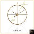 LW collection LW Collection XL Wandklok Goud Alberto 80cm - Grote wandklok Goud - minimalistische industriële klok