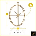 LW collection LW Collection XL Wandklok Goud Alberto 80cm - Grote wandklok Goud - minimalistische industriële klok