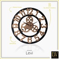 LW collection LW Collection wandklok brons 80cm - Grote moderne houten klok brons met tandwielen - Industriële wandklok - Landelijke wandklok stil uurwerk