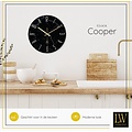 LW collection LW Collection wandklok glas marmer zwart goud 30cm - kleine klok - stille wandklok - keukenklok stil uurwerk - design klok