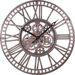 LW Collection wandklok met draaiende tandwielen Zilver 60cm - Radar wandklok Zilver - wandklok met bewegende wandwielen