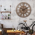 LW collection LW Collection wandklok met draaiende tandwielen Brons 60cm - Radar wandklok Brons - wandklok met bewegende wandwielen