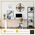 LW collection LW Collection wandklok met draaiende tandwielen bruin zwart 80cm met glasplaat - Radar wandklok - wandklok met bewegende wandwielen