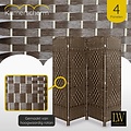 LW collection LW Collection Kamerscherm donkerbruin / rotan / rieten kamerschermen 4 panelen - scheidingswand bruin 170x160cm - paravent kant en klaar