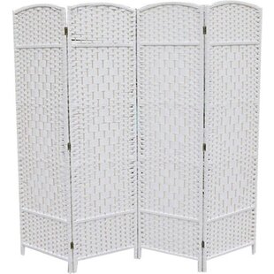 LW Collection Kamerscherm wit - rotan / rieten kamerschermen 4 panelen - scheidingswand 172x160cm - paravent kant en klaar