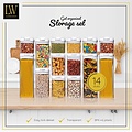 LW collection LW Collection voorraadpotten set van 14 met pen en stickers witte deksel - Voorraadpotjes luchtdicht - voorraadbussen - snoep pot - organize potten - opbergpotten - keukenpotten - food container - luxe - complete set 14 stuks