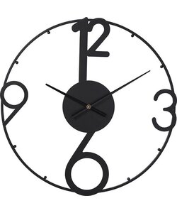LW Collection Moderne Zwarte wandklok 60cm - Grote industriële wandklok Zwart - Moderne wandklok stil uurwerk
