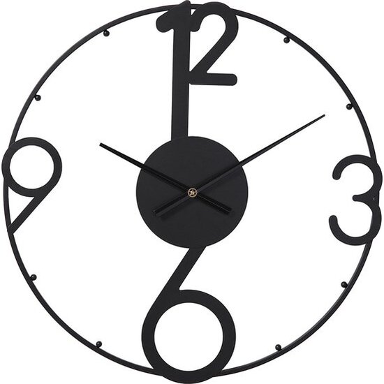 LW collection LW Collection Moderne Zwarte wandklok 60cm - Grote industriële wandklok Zwart - Moderne wandklok stil uurwerk