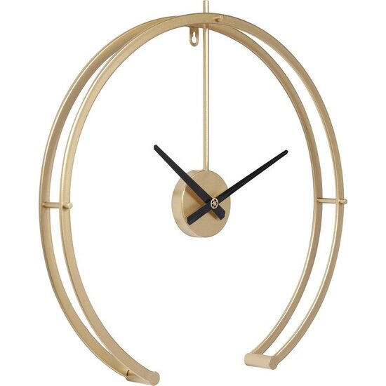 LW collection LW Collection moderne wandklok Goud 52cm - Grote industriële gouden wandklok - Muurklok Goud industrieel - Minimalistische Goudkleurige Klok