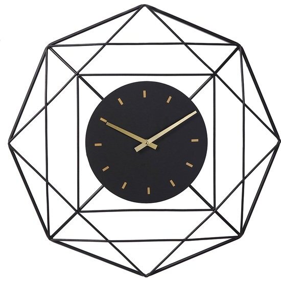 LW collection LW Collection wandklok Benjamin zwart 80cm - Industriële klok metaal stil uurwerk - Grote moderne zwarte wandklok - Industrieel