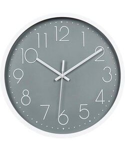 LW Collection witte klok grijze wijzerplaat - wandklok 30cm - muurklok - klok - keukenklok