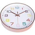 LW collection LW Collection keukenklok kleurtjes kinderkamer klok 30cm - kleine wandklok met kleuren stil uurwerk - kinderkamer leer klok - leren klok kinderen met - leren klok kijken