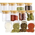LW collection LW Collection 12 kruidenpotjes met bamboe deksel 200ml glas - Kruidenpotten - Kruidenpotjes met deksel