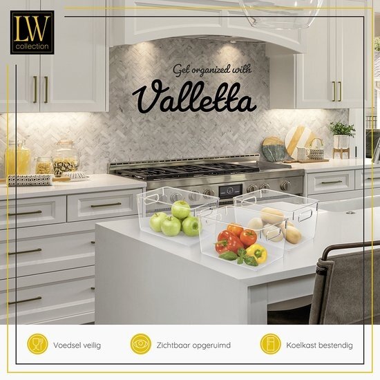 LW collection LW Collection Koelkast bakjes 3 stuks - Voorraadbakken koelkast opbergbak groenten - Koelkast organizer - stapelbaar - opbergbakken voor lades, badkamer en keuken - organiser