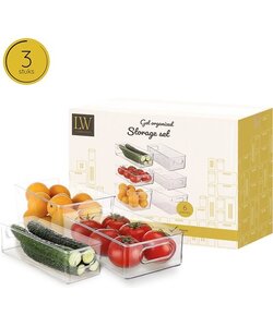 LW Collection Koelkast bakjes 6 stuks - Voorraadbakken koelkast - Koelkast organizer opbergbak groenten - stapelbaar - opbergbakken voor lades, badkamer en keuken - organiser