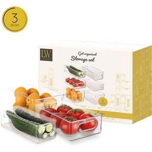 LW Collection Koelkast bakjes 6 stuks - Voorraadbakken koelkast - Koelkast organizer opbergbak groenten - stapelbaar - opbergbakken voor lades, badkamer en keuken - organiser