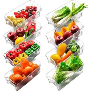 LW Collection Koelkast bakjes 8 stuks - Voorraadbakken koelkast opbergbak - Koelkast organizer - stapelbaar - opbergbakken voor lades, badkamer en keuken - organiser